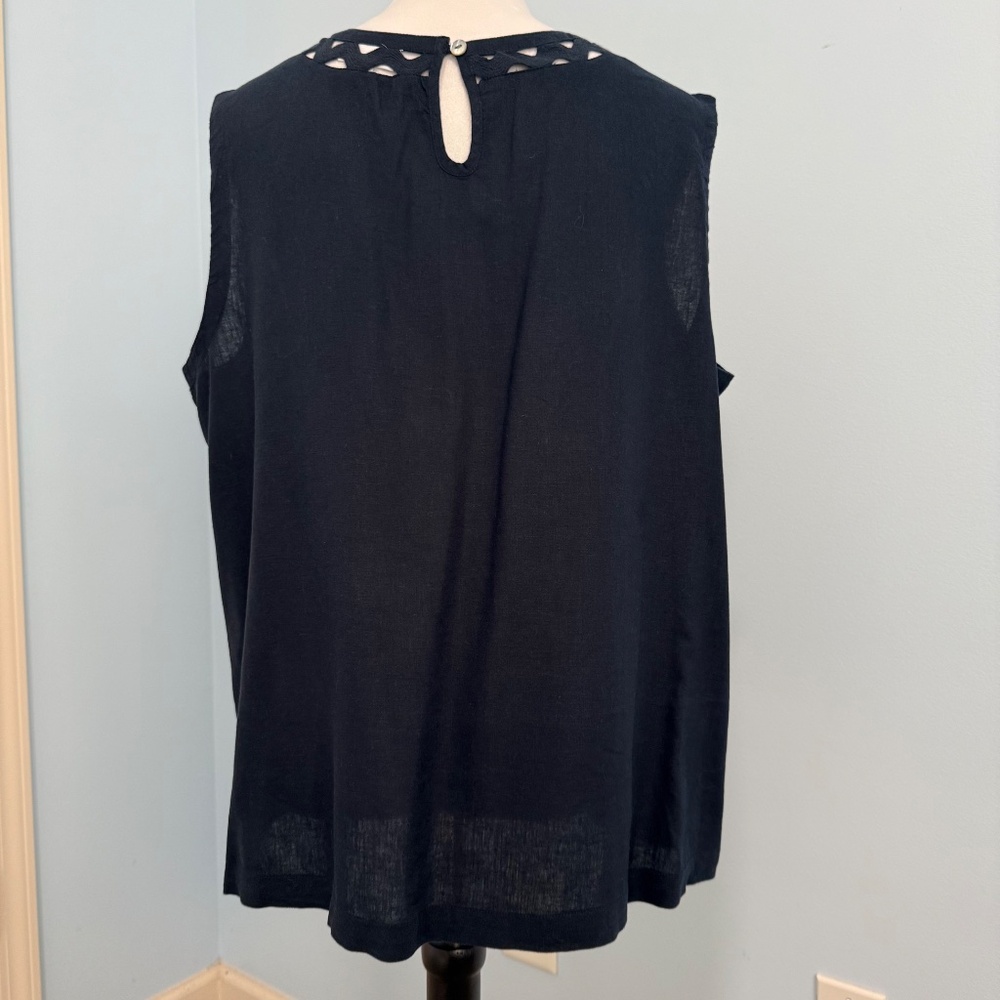 J Jill Women’s Navy Blue Linen Blend Sleeveless Tank Size XL - Picture 3 of 8